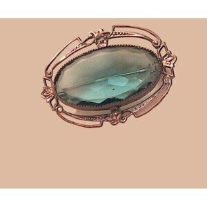 Large Blue Glass Brooch Pin Silvertone This beautiful brooch combines a stunning
